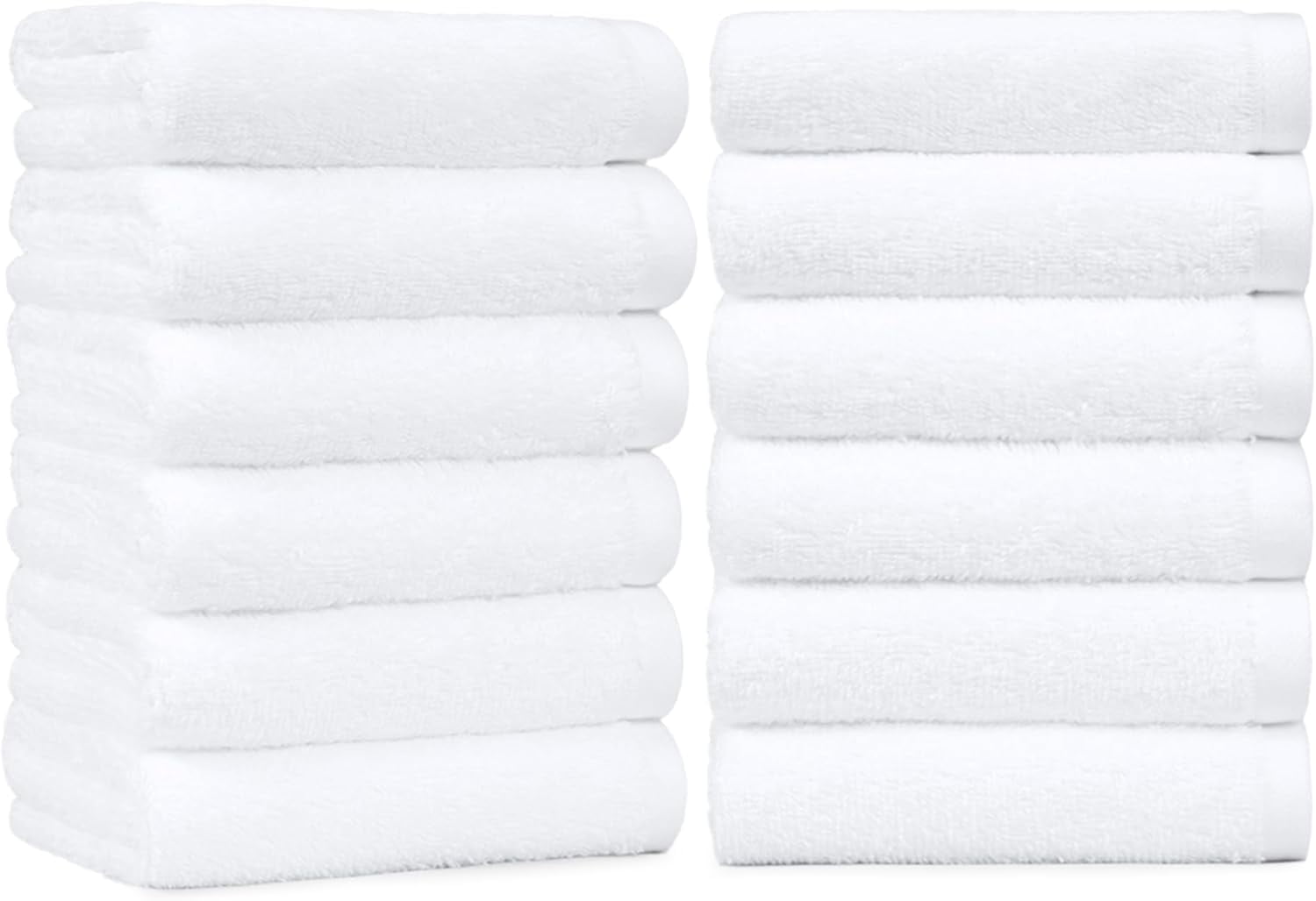 Soft and Thick Cotton Hand Towels for Bath, Kitchen, Gym, 16 x 26 in, White, 12-Pack