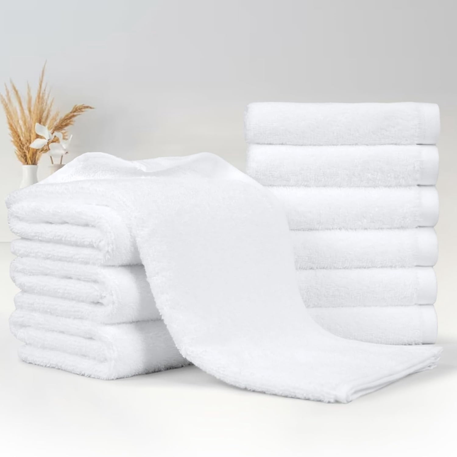 Soft and Thick Cotton Hand Towels, 16 x 26 in, White, 24-Pack