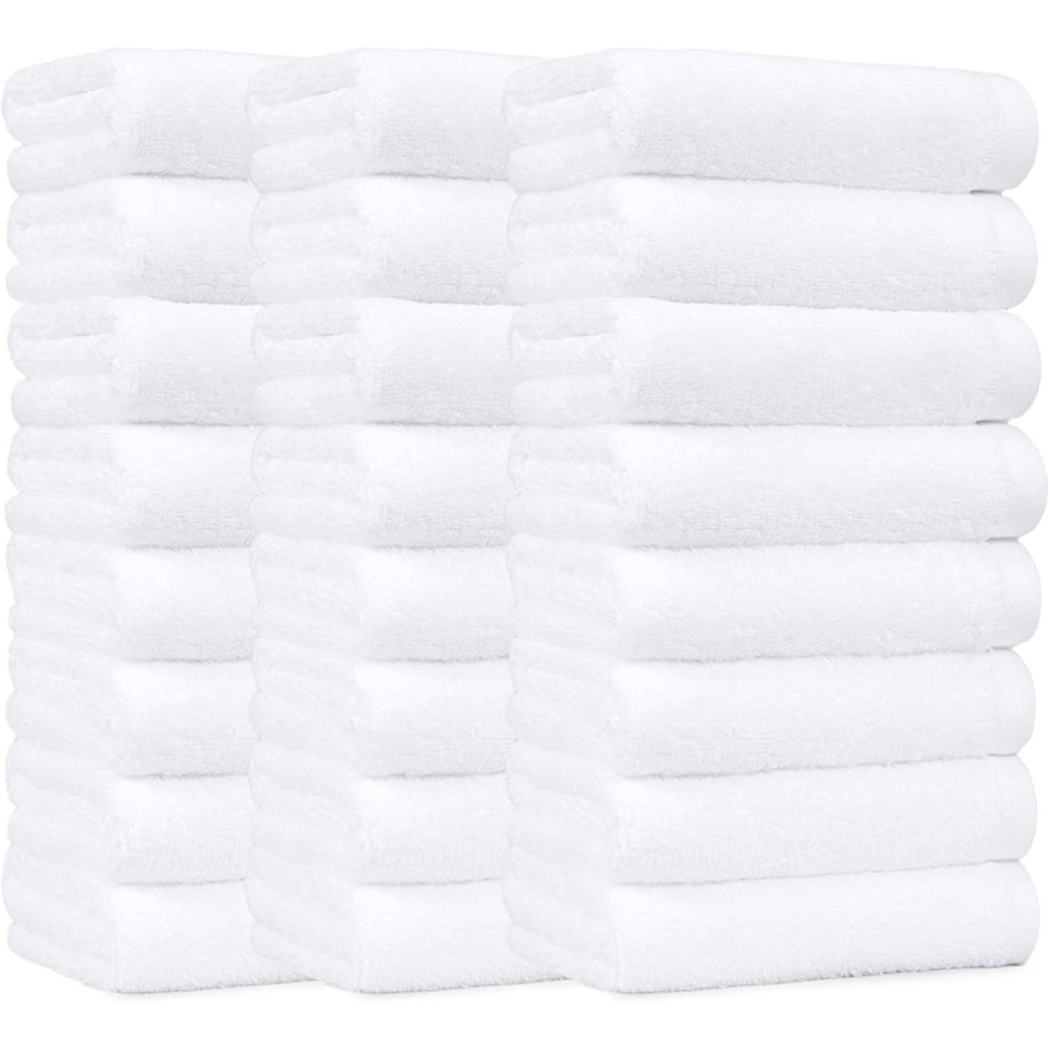 Soft and Thick Cotton Hand Towels, 16 x 26 in, White, 24-Pack