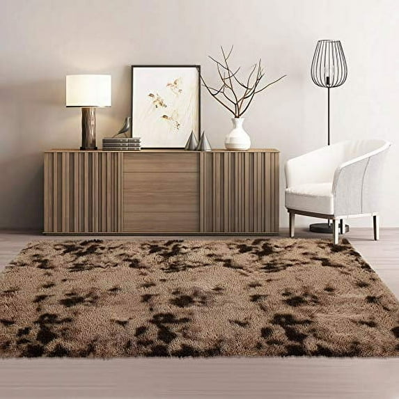 Soft and Thick Faux Tie Dye Area Rug Indoor Shag Rug Home Decor Nursery Rug Carpets for Bedroom