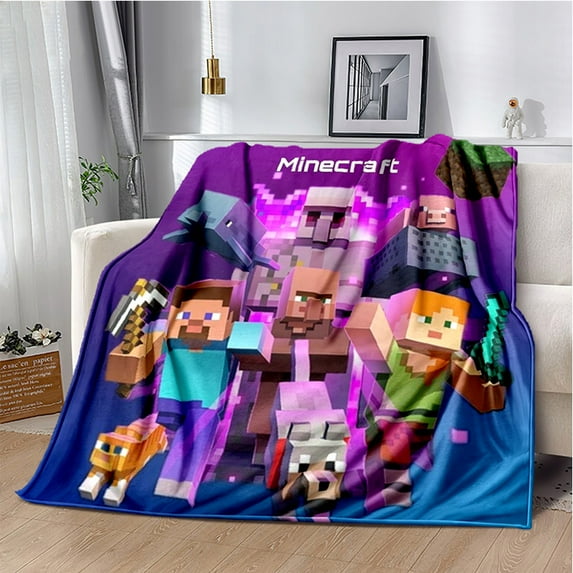 Soft and Warm M-Minecraft Blanket Featuring My World Sandbox Game Characters 3D Print Fleece Throw Blanket