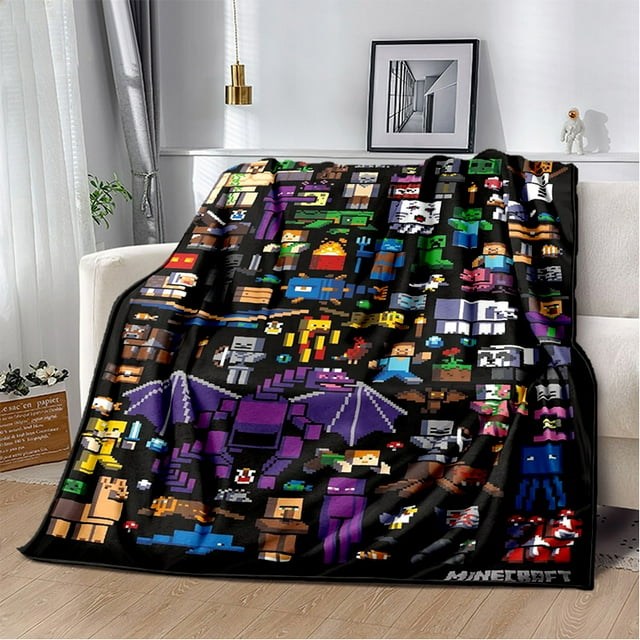 Soft and Warm M-Minecraft Blanket Featuring My World Sandbox Game Characters 3D Print Fleece Throw Blanket