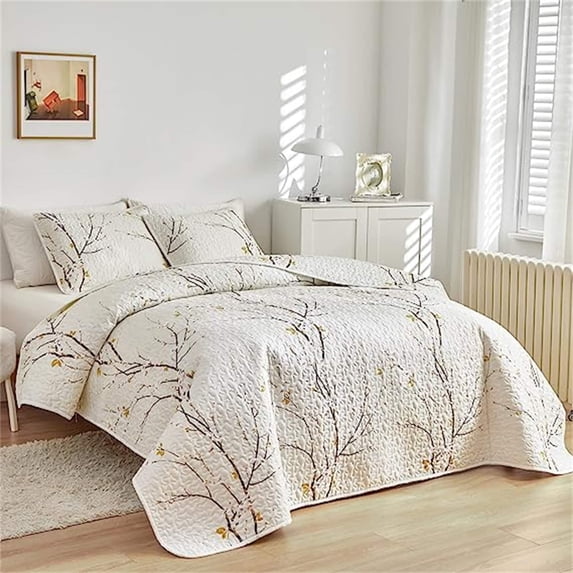 Soft bedsheet and bedspread set Cream - Twin - 2 Piece