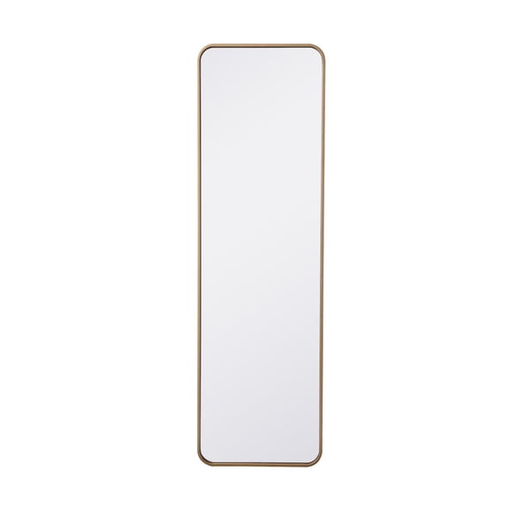 Soft corner metal rectangular mirror 18x60 inch in Brass