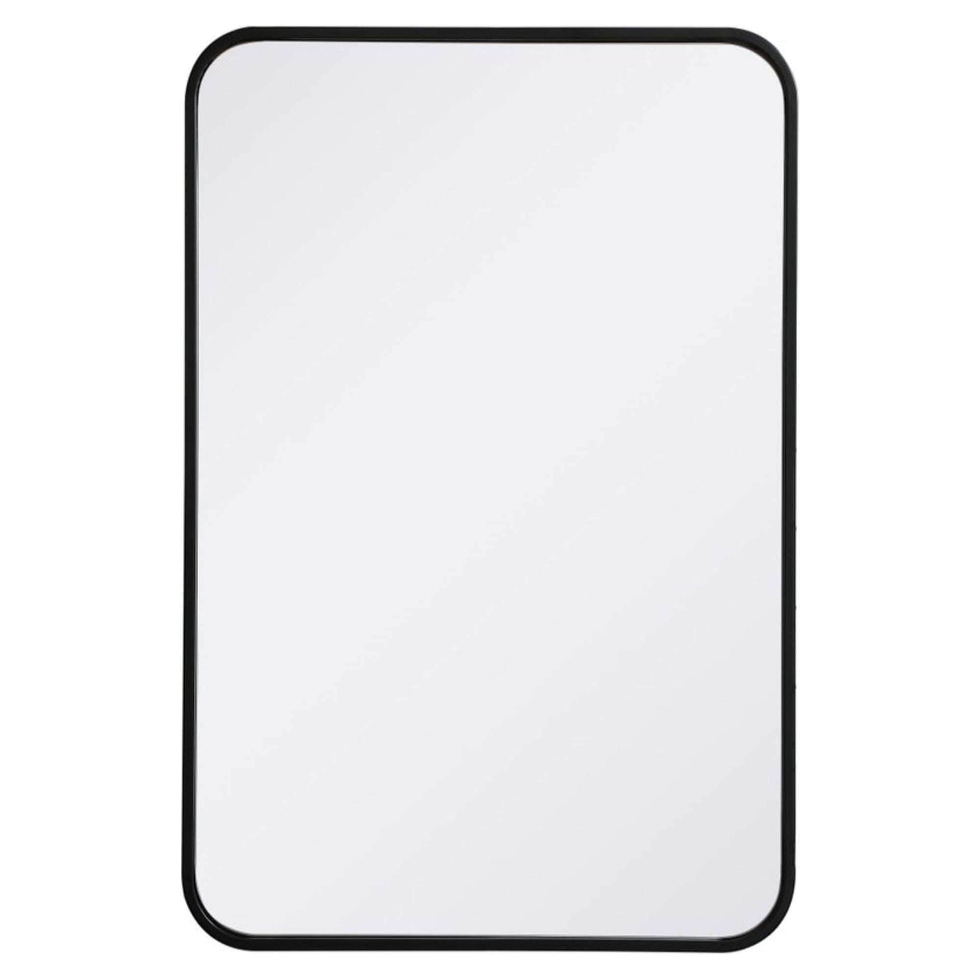 Black Rectangular Soft Corner Bathroom Vanity Mirror