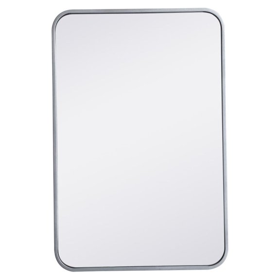 Open Box Soft corner metal rectangular mirror 20x30 inch in Silver