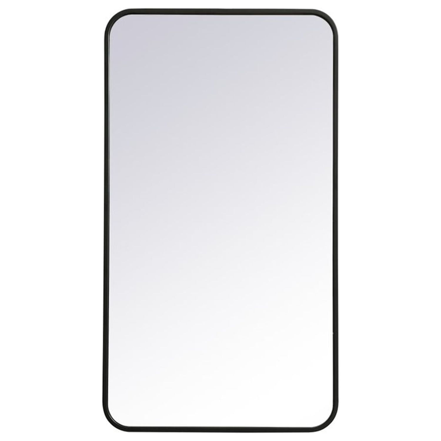 Contemporary Black Frameless Rectangular Wall Mirror 20x36 Inch