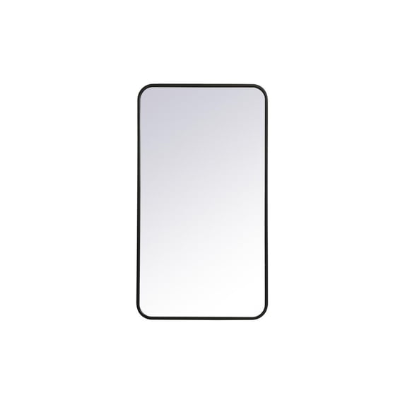 Soft corner metal rectangular mirror 20x36 inch in Black