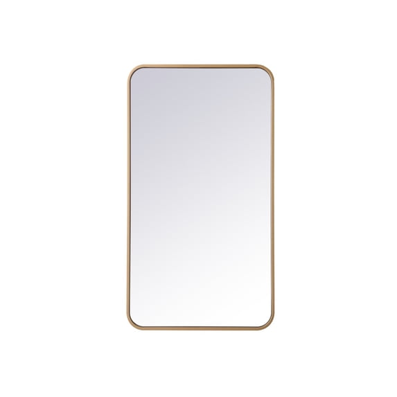 Soft corner metal rectangular mirror 20x36 inch in Brass