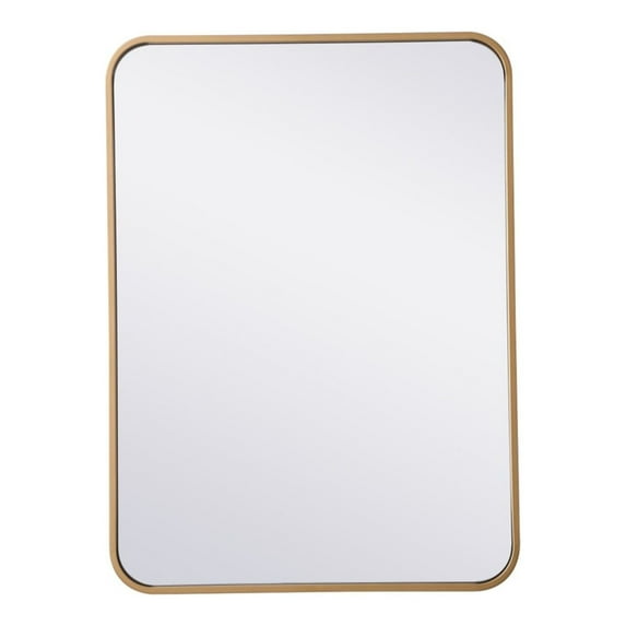 Soft corner metal rectangular mirror 22x30 inch in Brass