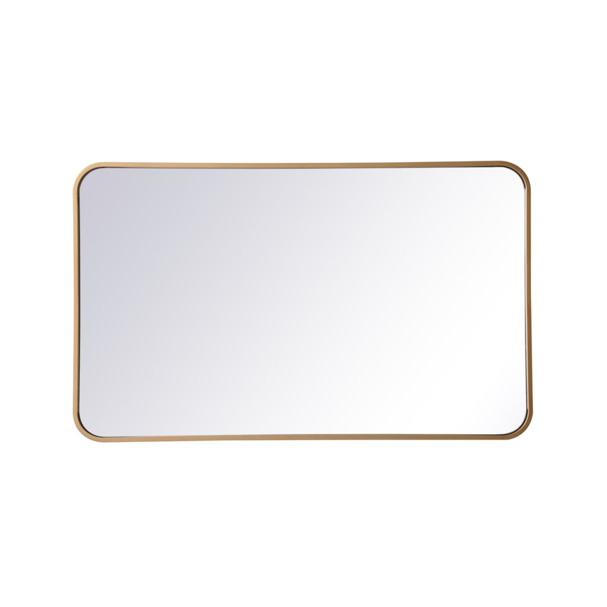 Contemporary Gold Brass Finish Rectangular Wood Vanity Mirror 22x36"
