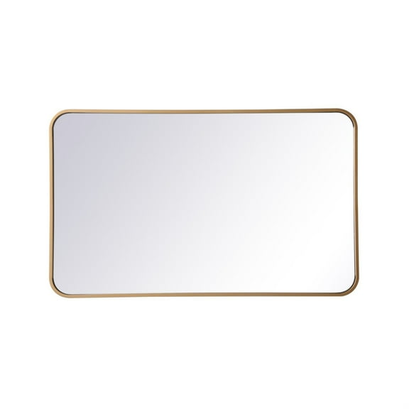 Soft corner metal rectangular mirror 22x36 inch in Brass