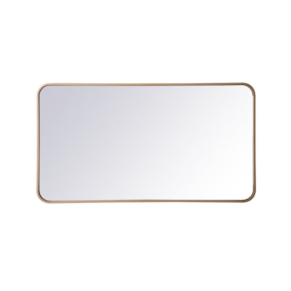Soft corner metal rectangular mirror 22x40 inch in Brass