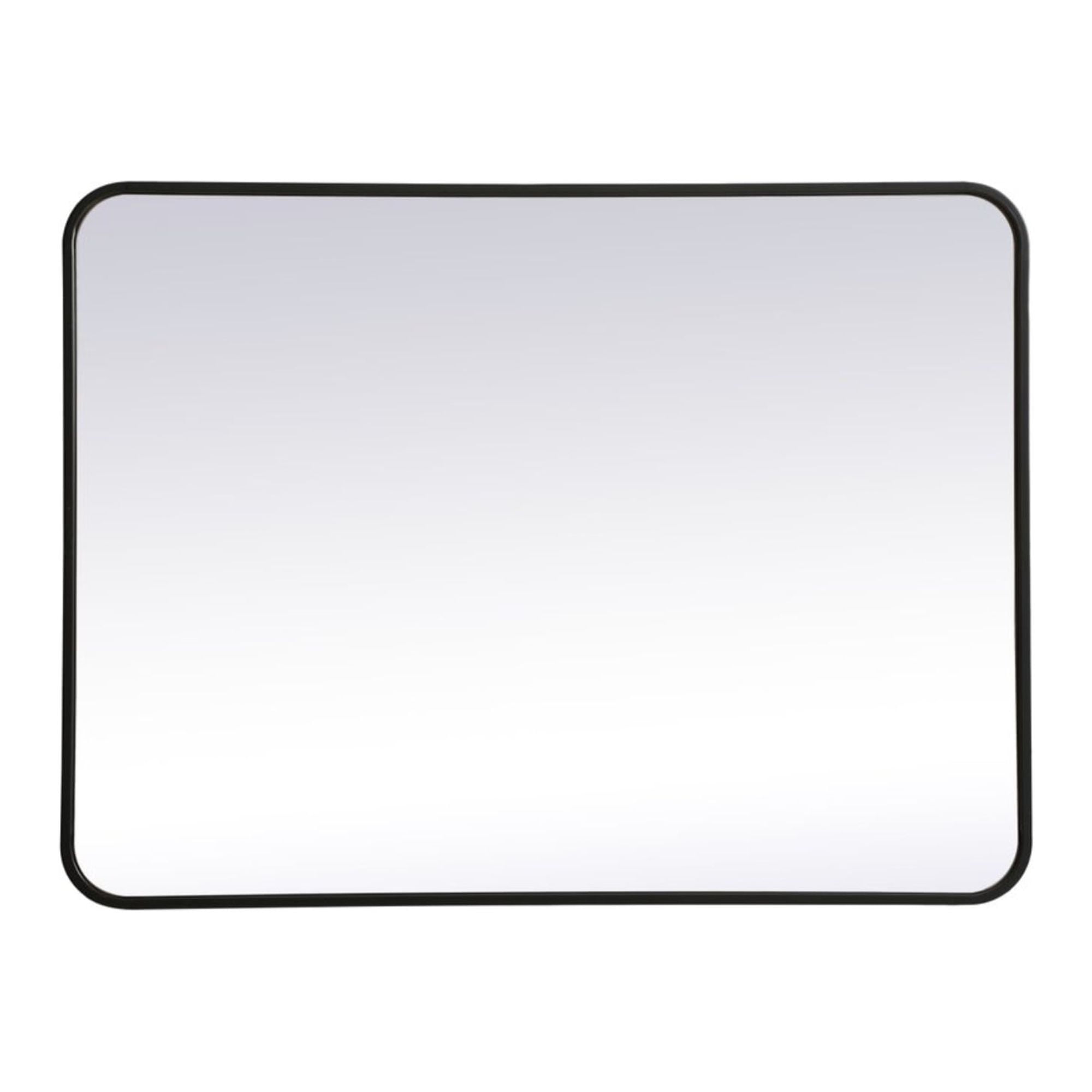 Black Metal Rectangular Mirror with Rounded Corners, 27x36 Inch