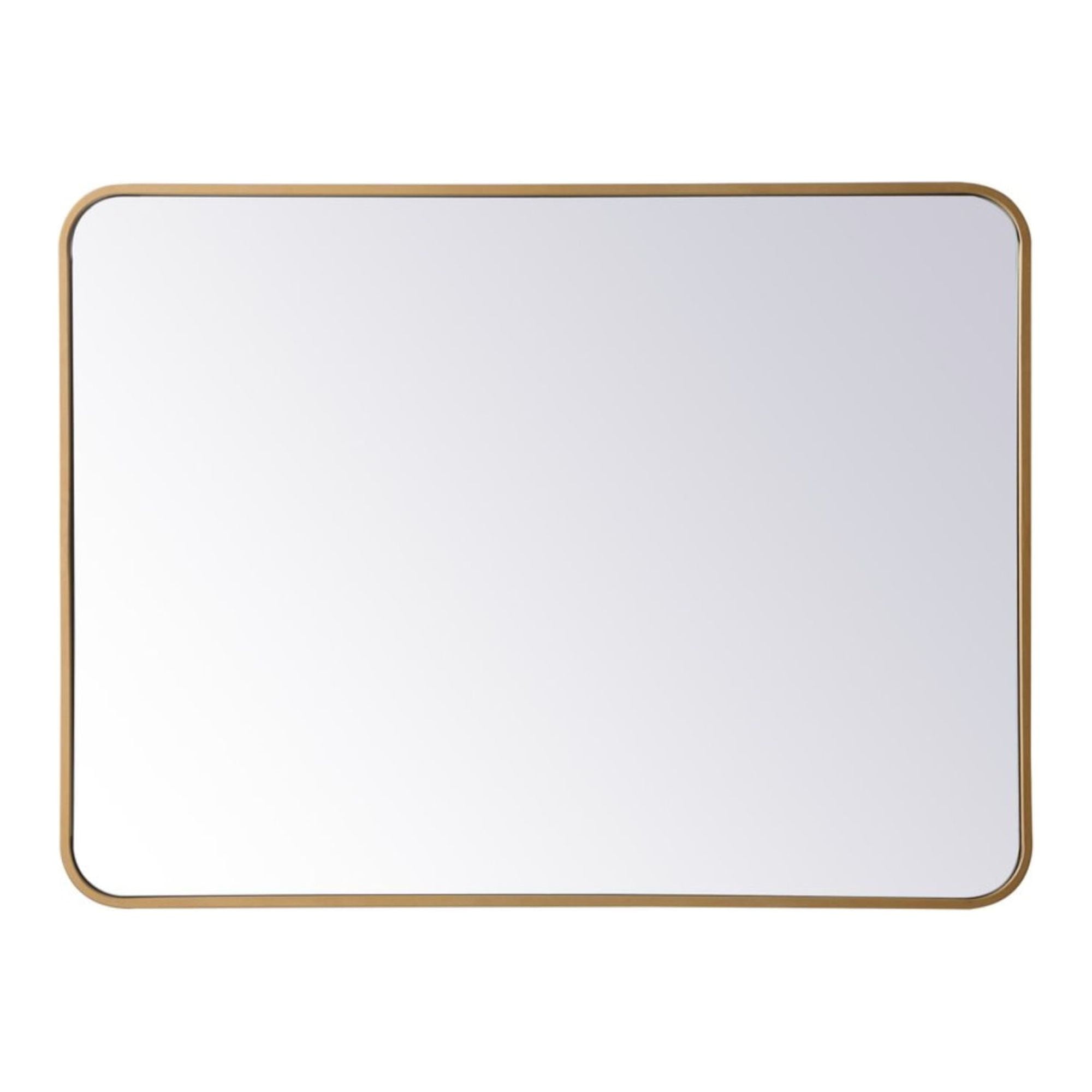 Elegant Brass Rectangular Soft-Corner Vanity Mirror 27x36 Inch