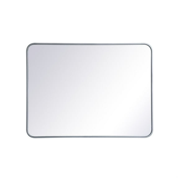 Soft corner metal rectangular mirror 27x36 inch in Silver