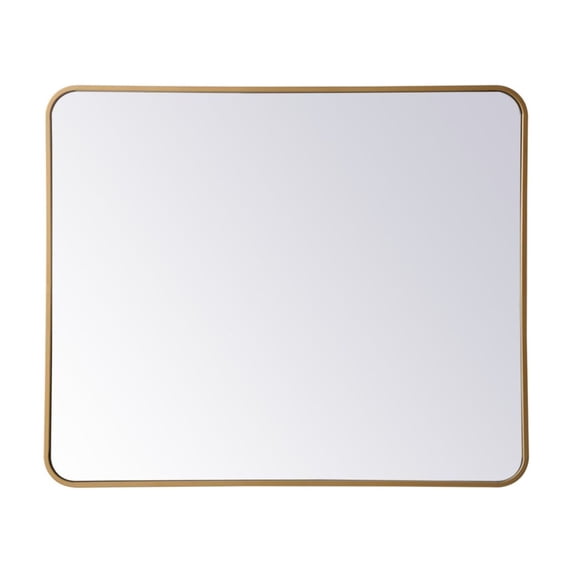 Soft corner metal rectangular mirror 30x36 inch in Brass