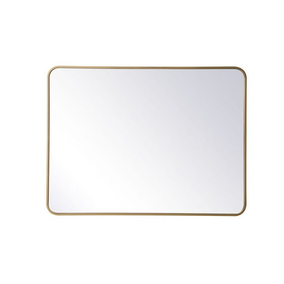 Soft corner metal rectangular mirror 30x40 inch in Brass
