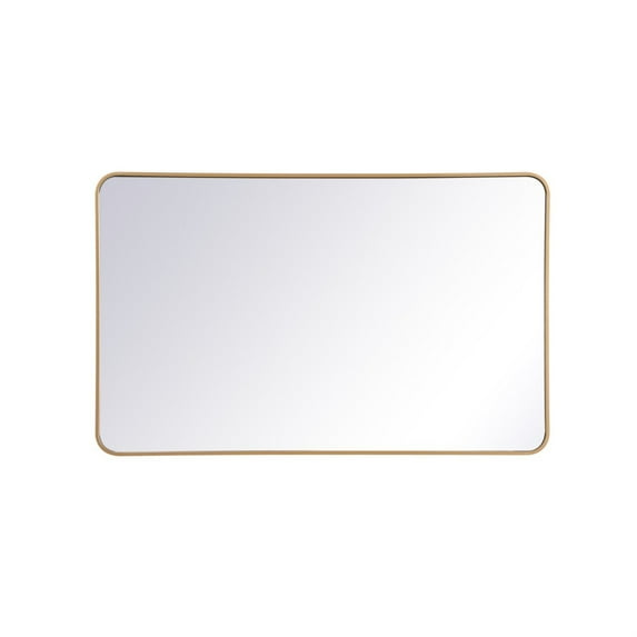 Soft corner metal rectangular mirror 30x48 inch in Brass