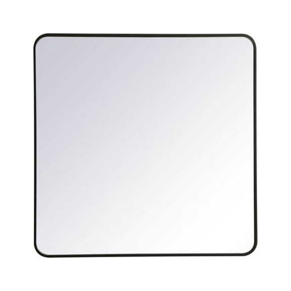 Soft corner metal rectangular mirror 36x36 inch in Black