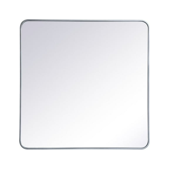 Soft corner metal rectangular mirror 36x36 inch in Silver