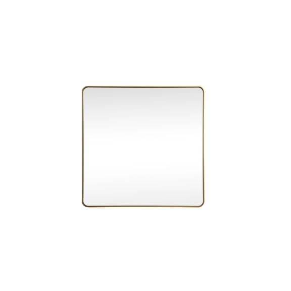 Soft corner metal square mirror 42x42 inch in Brass