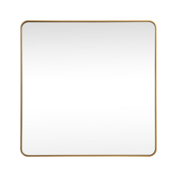 Soft corner metal square mirror 48x48 inch in Brass