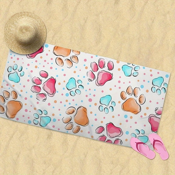 Soft, fast-drying micro-polyester-cotton blend with cute cat paw pattern - perfect for swimming pools, camping, yoga and travel | Lightweight and machine washable