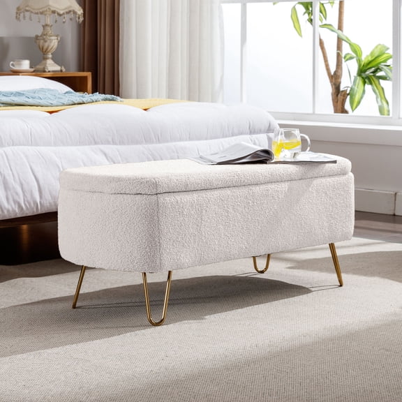 Soft faux fur construction | Multi - purpose storage and sitting function | Aesthetically pleasing living space addition