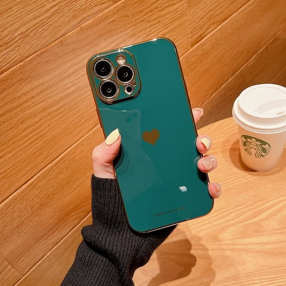 Soft love heart electroplated case for iPhone 11 12 13 14 15 Pro Max XS Max X XR 7 8 plus se 2020 mini shockproof silicone cover