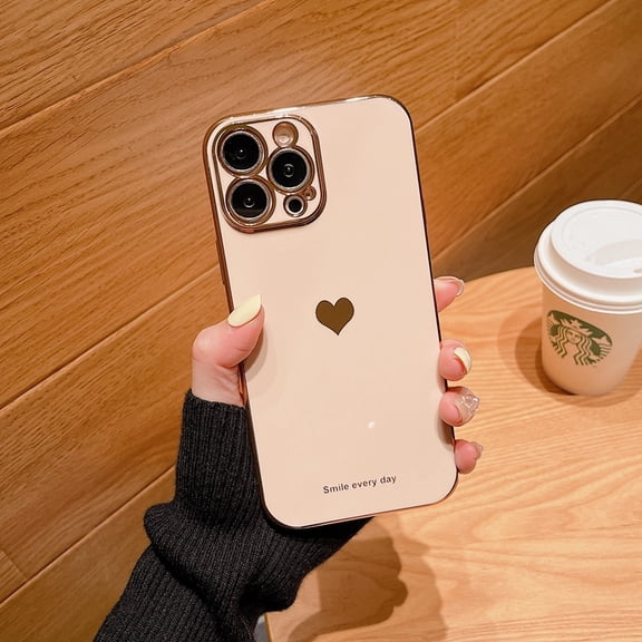 Soft love heart electroplated case for iPhone 11 12 13 14 15 Pro Max XS Max X XR 7 8 plus se 2020 mini shockproof silicone cover