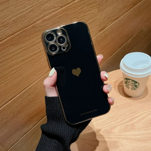 Soft love heart electroplated case for iPhone 11 12 13 14 15 Pro Max XS Max X XR 7 8 plus se 2020 mini shockproof silicone cover