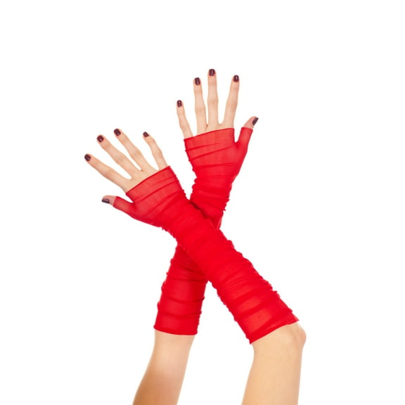 Soft mesh fingerless gloves 473-RED