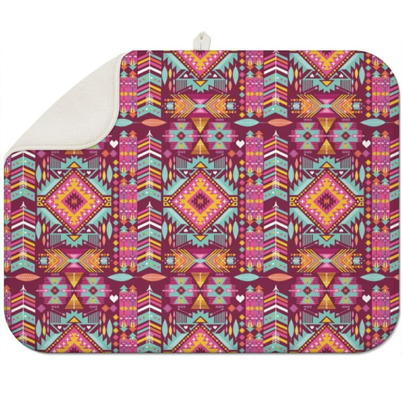 Soft microfiber boho dish drying mat 18x24 Inch with artistic floral patterns, highly absorbent and durable for everyday kitchen use