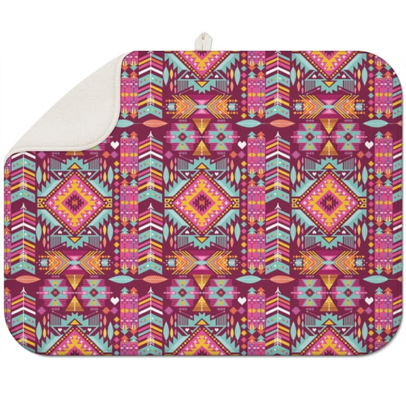 Soft microfiber boho dish drying mat 18x24 Inch with artistic floral patterns, highly absorbent and durable for everyday kitchen use