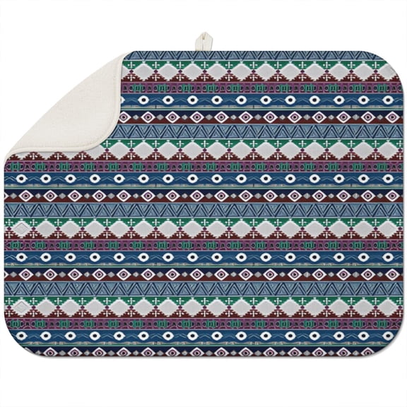 Soft microfiber boho dish drying mat 18x24 Inch with artistic floral patterns, ideal for countertop drying and kitchen decor