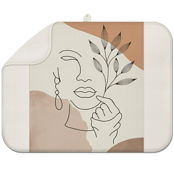 Soft microfiber kitchen dish mat 18x24 Inch with bohemian floral theme, washable, reusable and space-saving