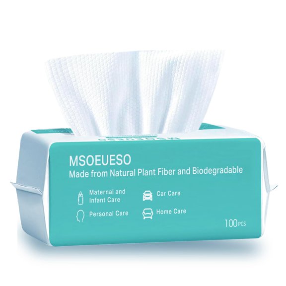 Soft ry Wipes Cotton Facial Tissues, 100 Count isposable Face Towels, Cotton Face Towel for Sensitive Skin, Facial Cleansing, Makeup Removing, Surface Cleaning