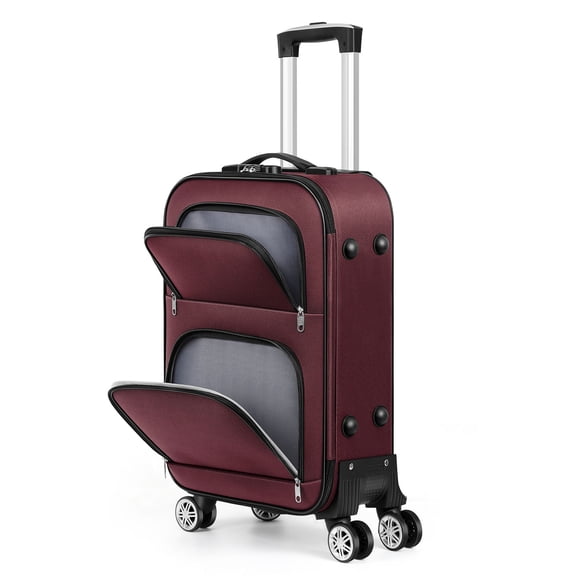 Soft-sided Fabric Luggage Roller Luggage Lightweight 20" Red