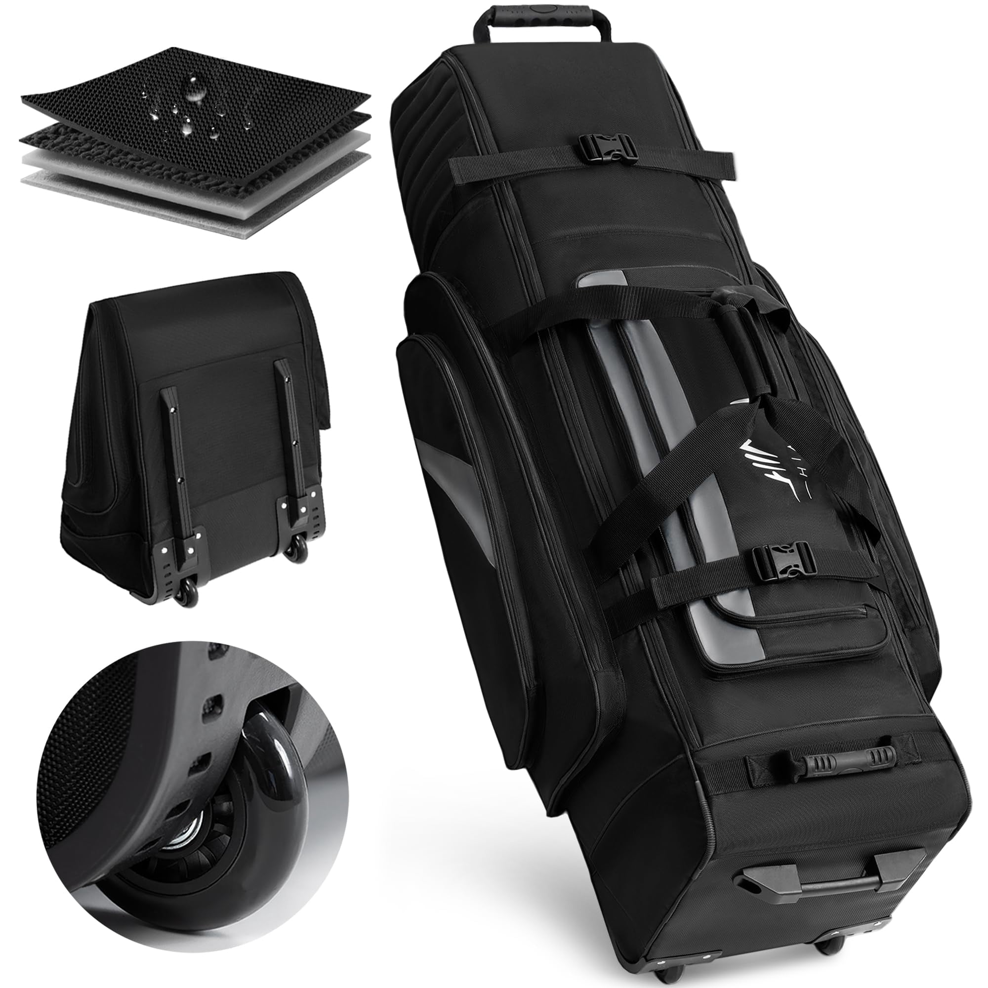 Soft-sided Golf Travel Bag Cover With Wheels  1680d Material Padded Head And Leather Accents Foldable Bags For Airlines