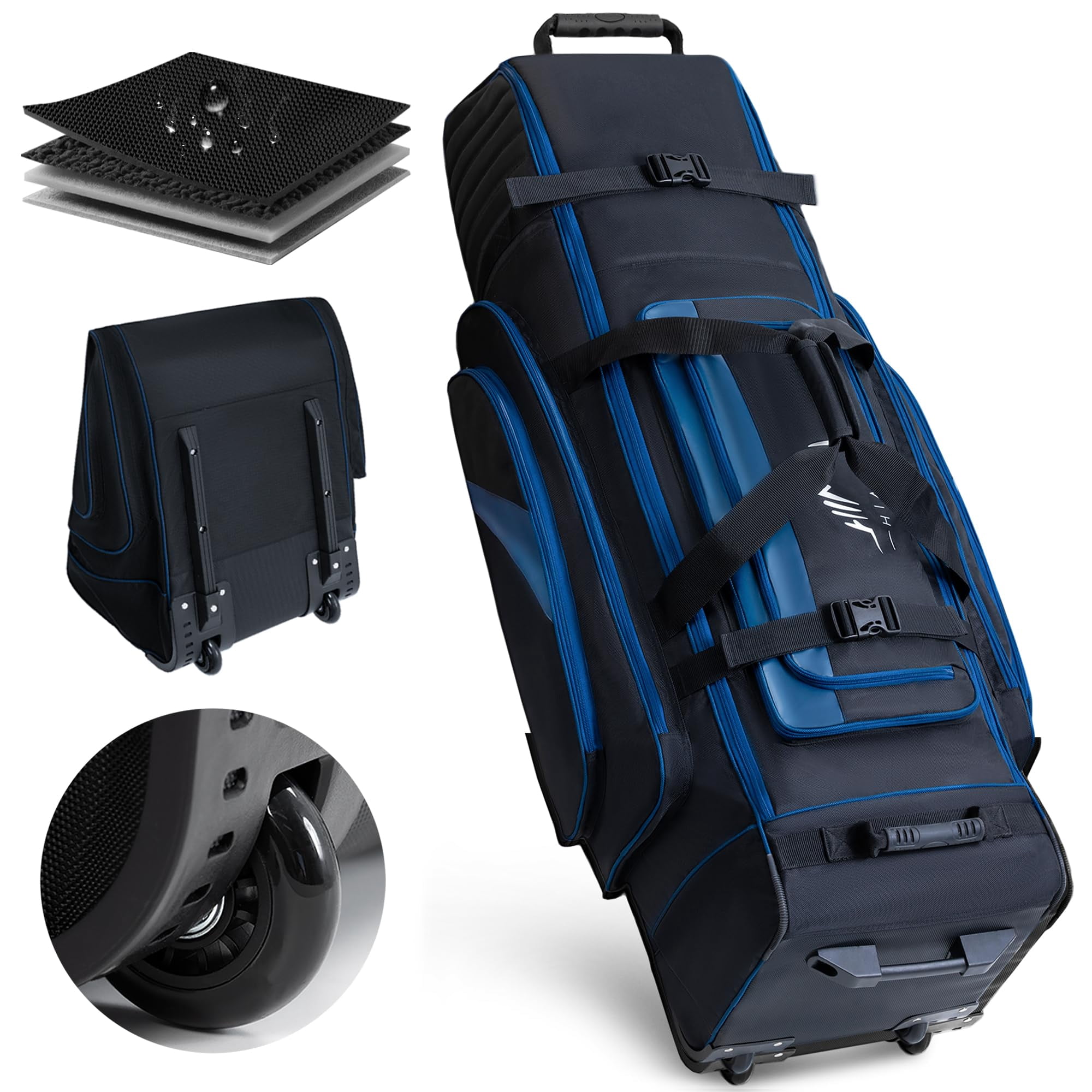Soft-sided Golf Travel Bag Cover With Wheels  1680d Material Padded Head And Leather Accents Foldable Bags For Airlines