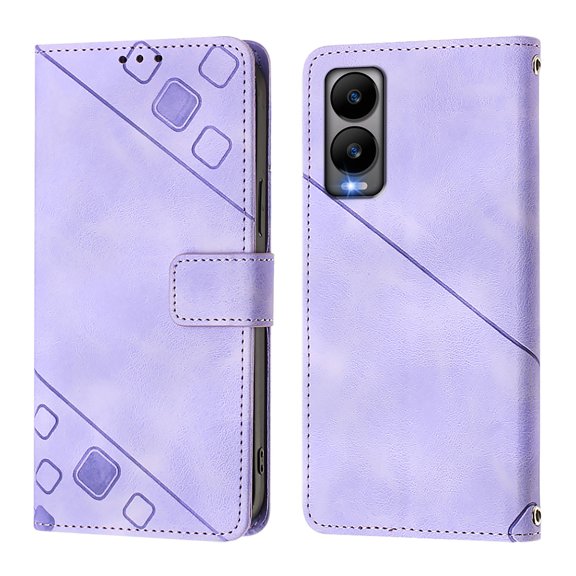 Soft skin-feel embossed PU leather Cricket Debut S3 Wallet Case, Flip Phone Cover with Card Holder, Kickstand, Magnetic Closure.S05