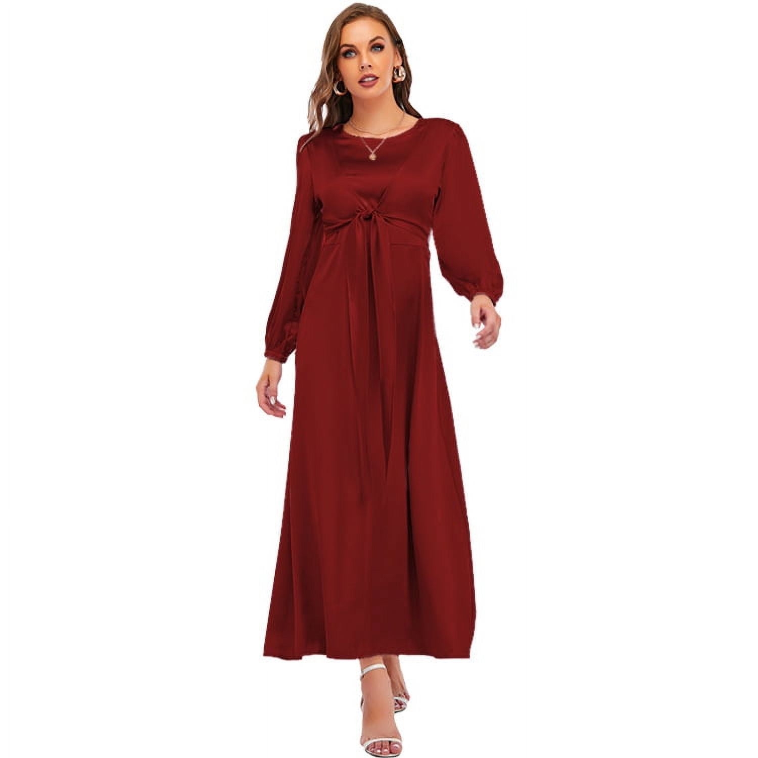 Soft waistcinching twopiece satin maxi dress