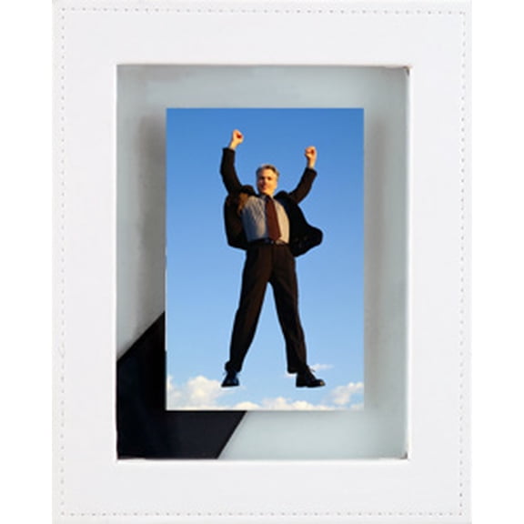 Soft-white COSMOPOLITAN STITCH FLOAT leather frame by Dennis Daniels - 5x7