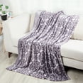 thumbnail image 1 of SoftLux Frosted Purple Texture Medallion Velvet Plush Fleece Throw Blanket, 50" x 60", Adults and Teens, 1 of 7