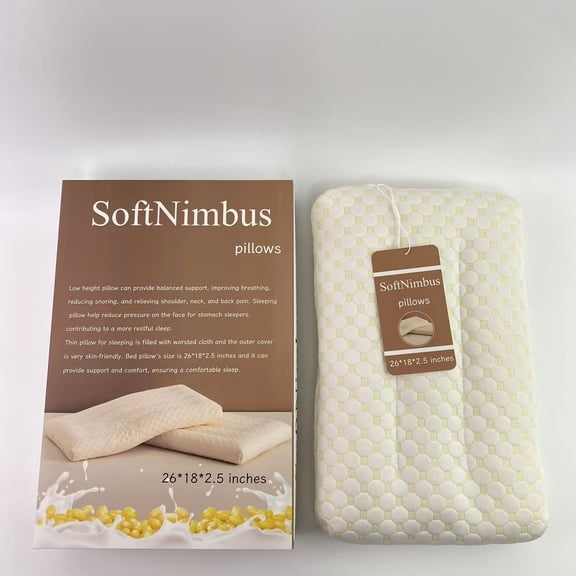 SoftNimbus pillows,Thin Pillow for Stomach and Back Sleeper Low Pillow Flat Bed Pillow Flat Design Pillows Ultra Slim 2.5 Inches Deeper Sleep (Pack of 1)