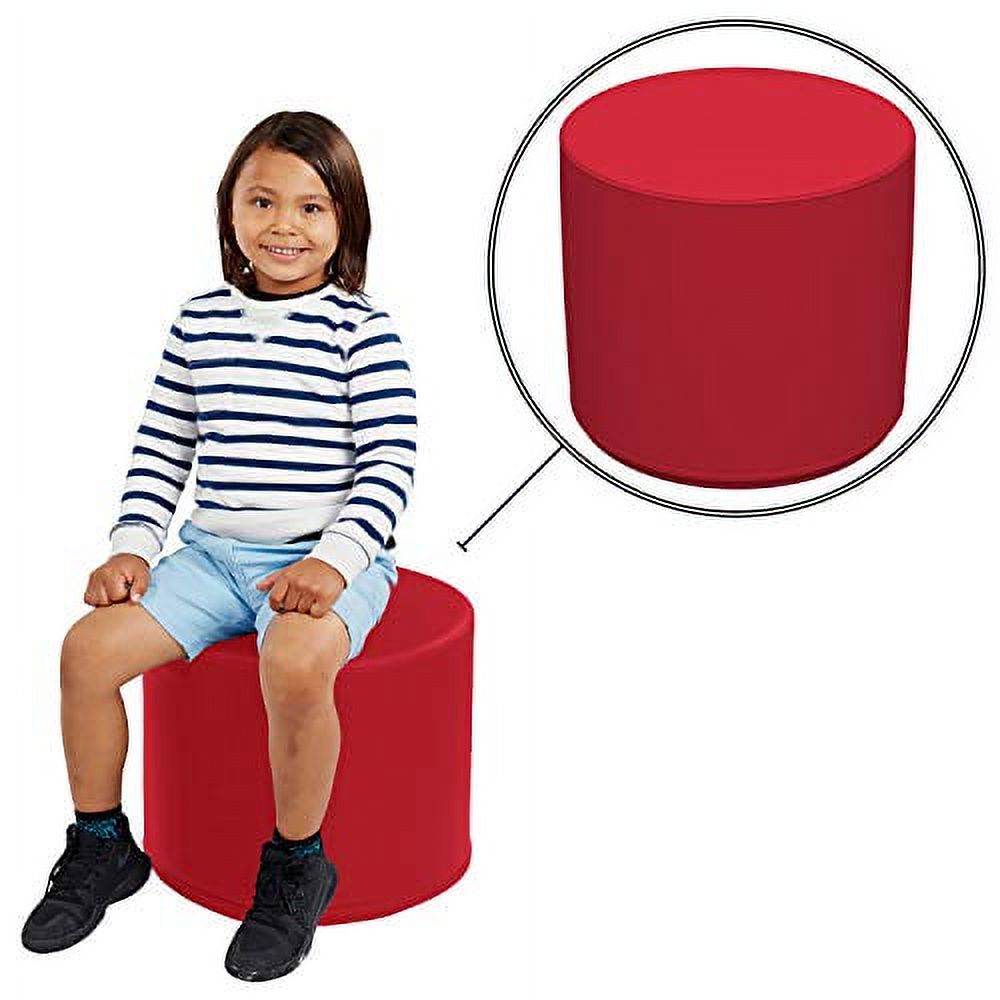 SoftScape 18" Round Ottoman, Collaborative Flexible Seating for Kids, Teens, Adults Furniture for Classrooms, Libraries, Offices and Home, Standard 16" H - Red - image 1 of 5