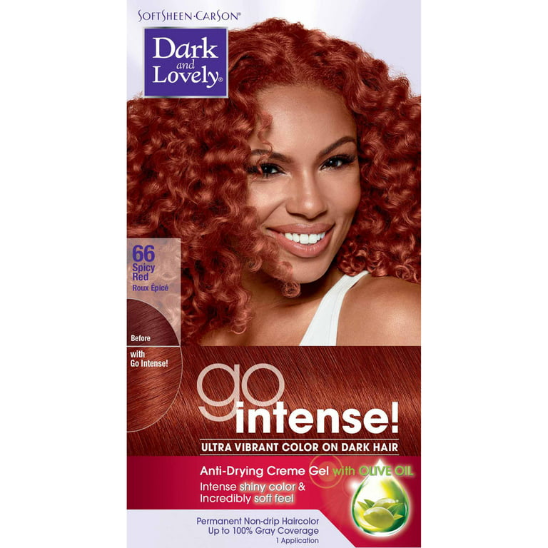 Softsheen-Carson Dark And Lovely Go Intense Ultra Vibrant Hair Color On  Dark Hair, Permanent Hair Dye, Spicy Red 66 (Packaging May Vary) -  Walmart.Com