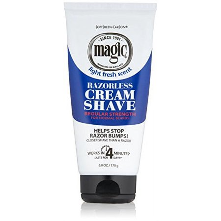 SoftSheen-Carson Magic Razorless Shaving Cream for Men, Hair Removal Cream, Regular Strength for Normal Beards, No Razor Needed, Depilatory Cream Works in 4 Minutes, 6 oz