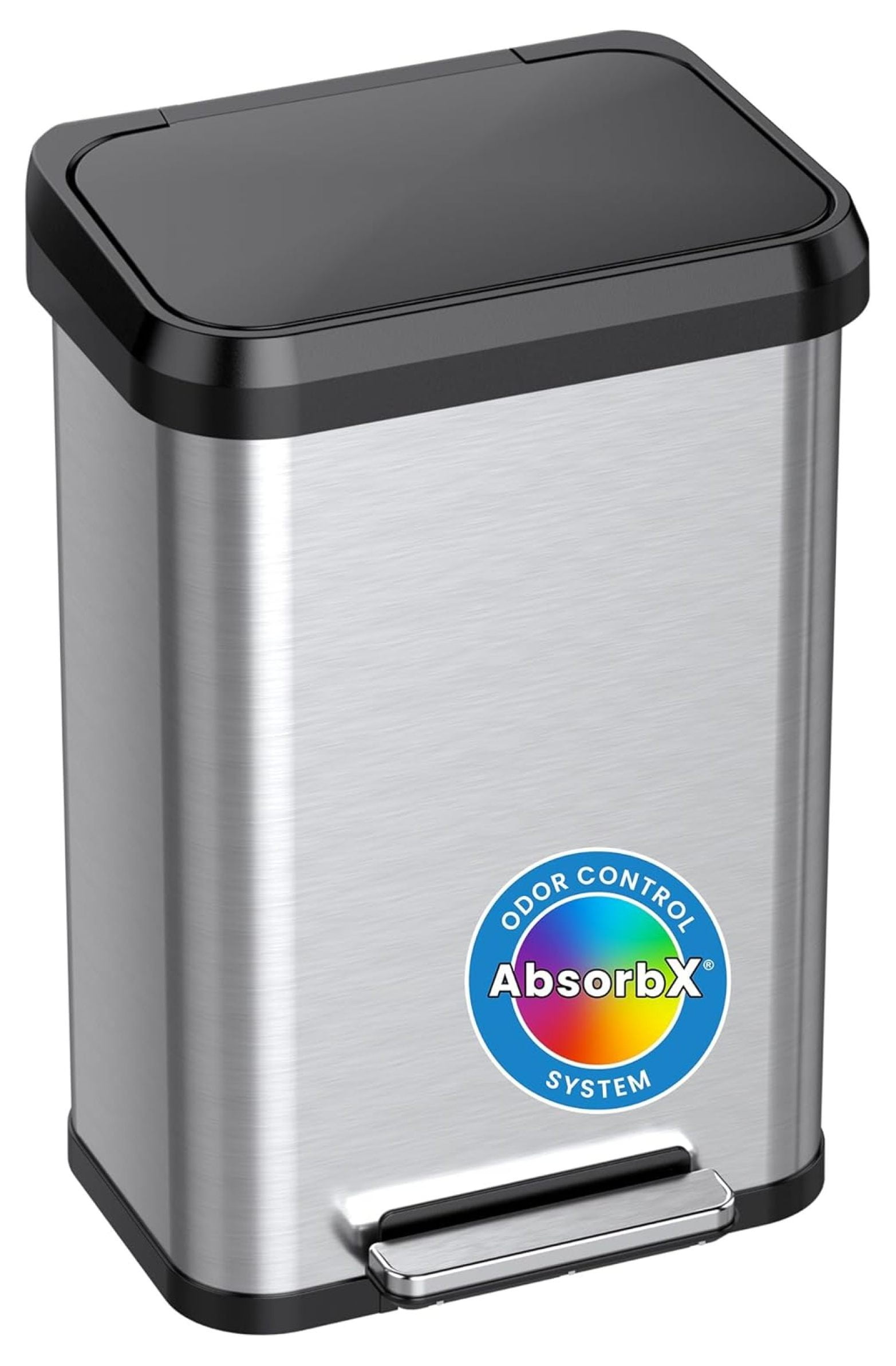 SoftStep 13.2 Gallon Stainless Steel Step Trash Can with Odor Filter